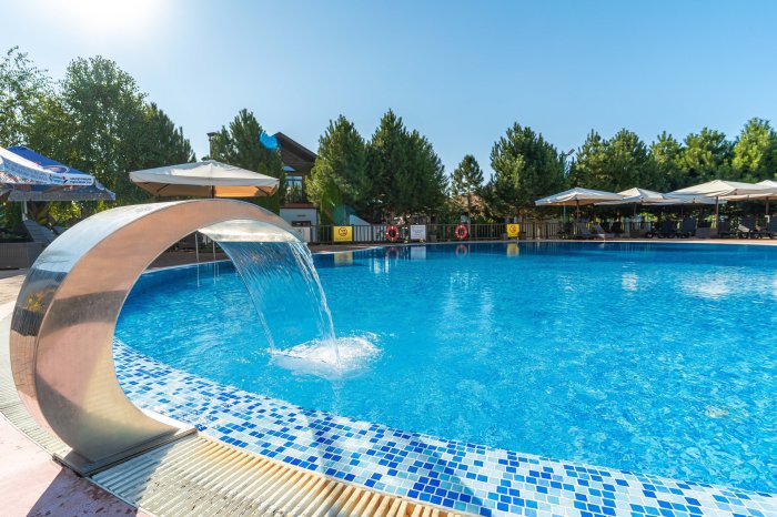 Outdoor heated swimming pool